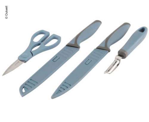 Купить онлайн Набор ножей, ножниц, ножей - 4 шт., Синий, с защитным колпачком